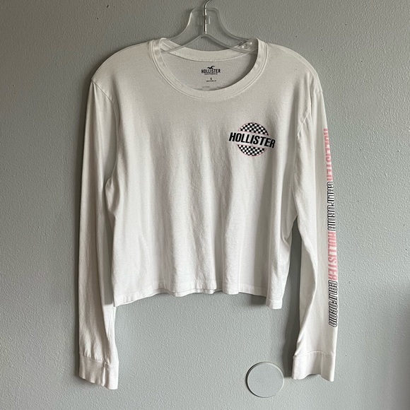Hollister Tops - Hollister Women’s Small White Long Sleeve T Shirt With Black Checkered Patterns